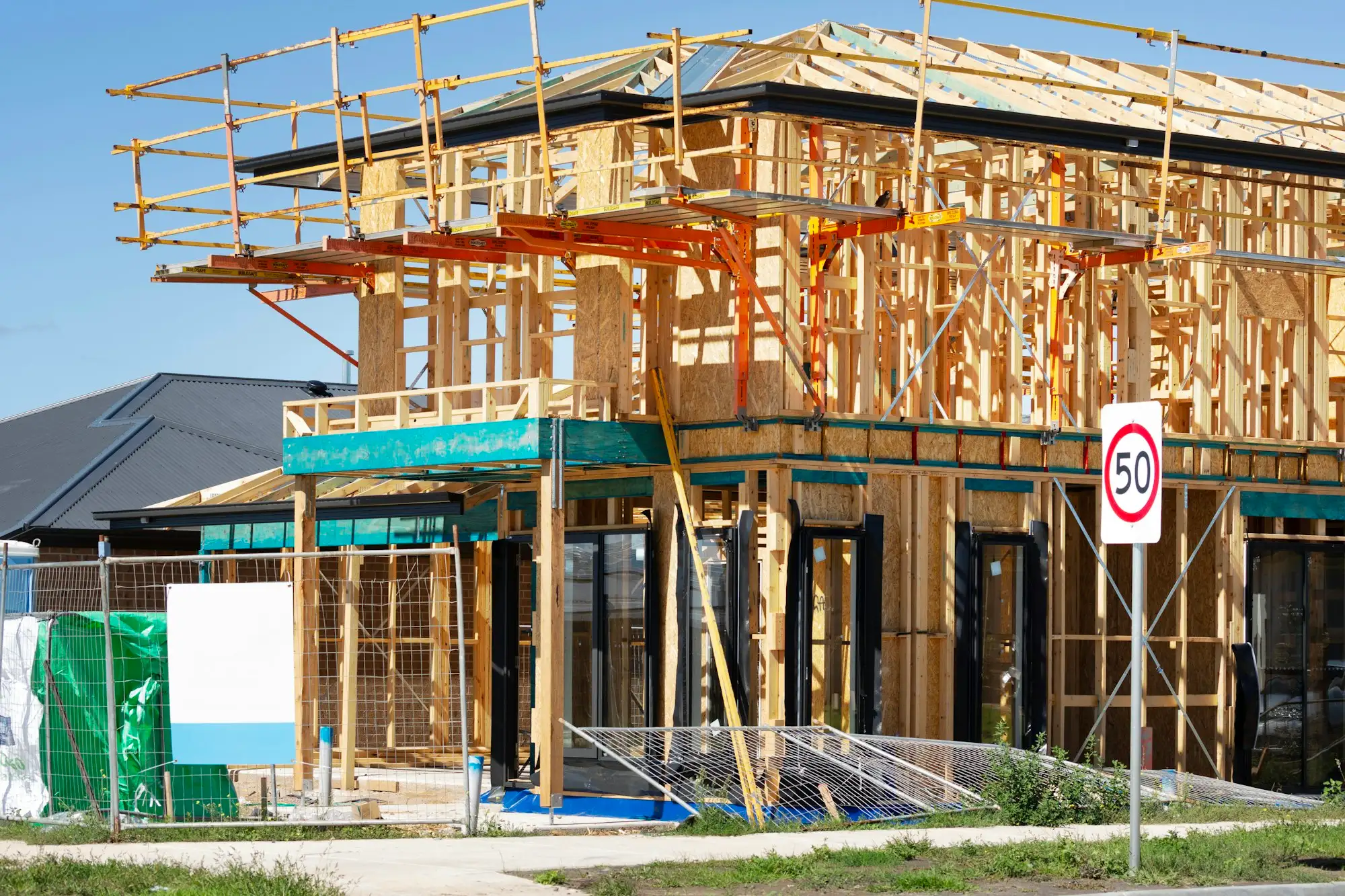 Double storey home under construction by a small Australian builder