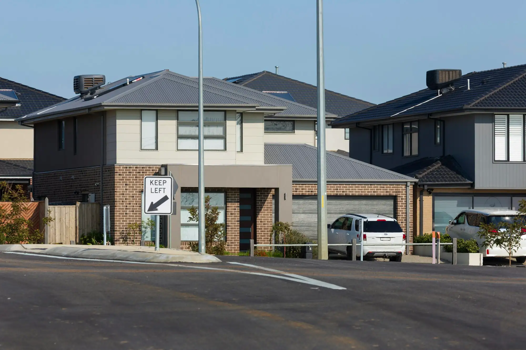 Street of new Australian homes where owners have built up equity