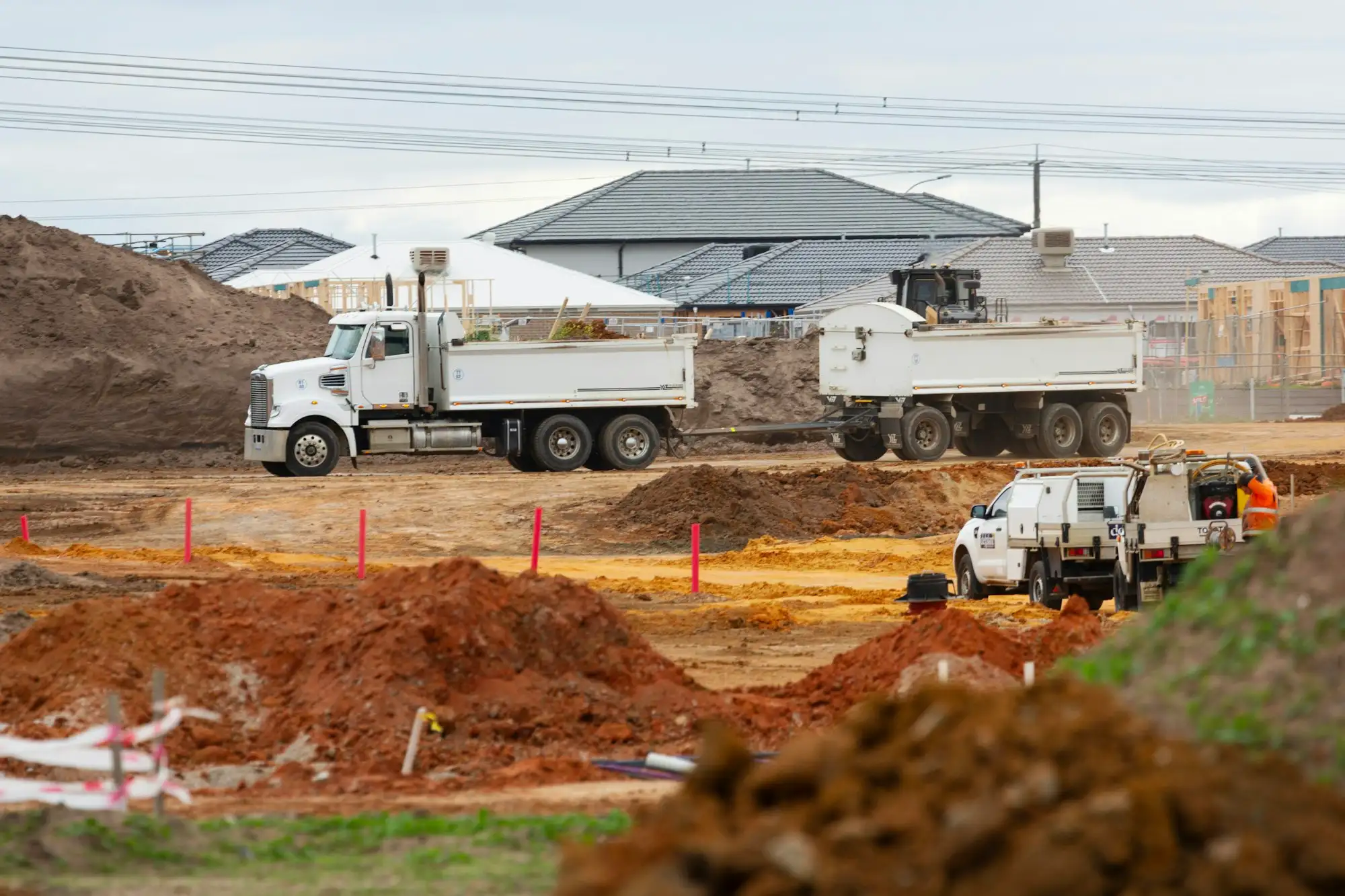 Earthworks under way on a small residential subdivision