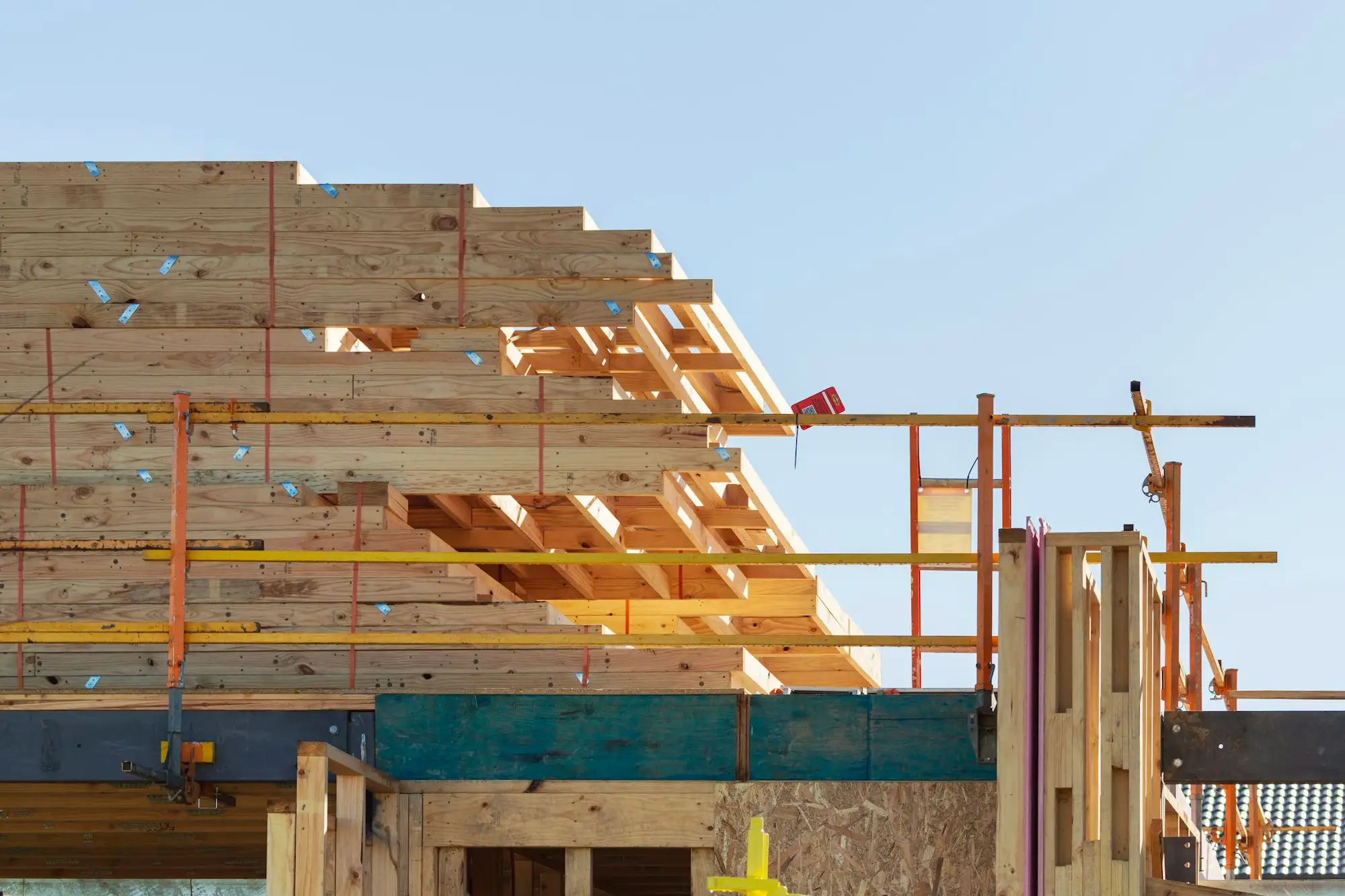 Roof trusses going up on a new Australian home